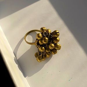 OOAK vintage brass bell charm ring
